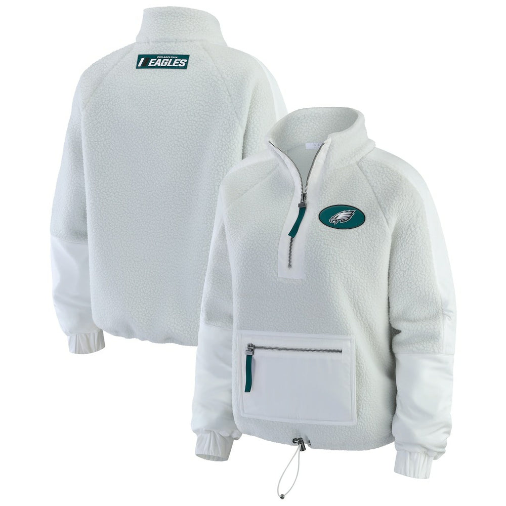 Philadelphia Eagles WEAR by Erin Andrews Women's Polar Fleece Half-Zip Jacket - White outlet