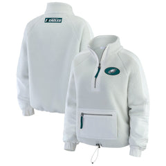 Philadelphia Eagles WEAR by Erin Andrews Women's Polar Fleece Half-Zip Jacket - White outlet
