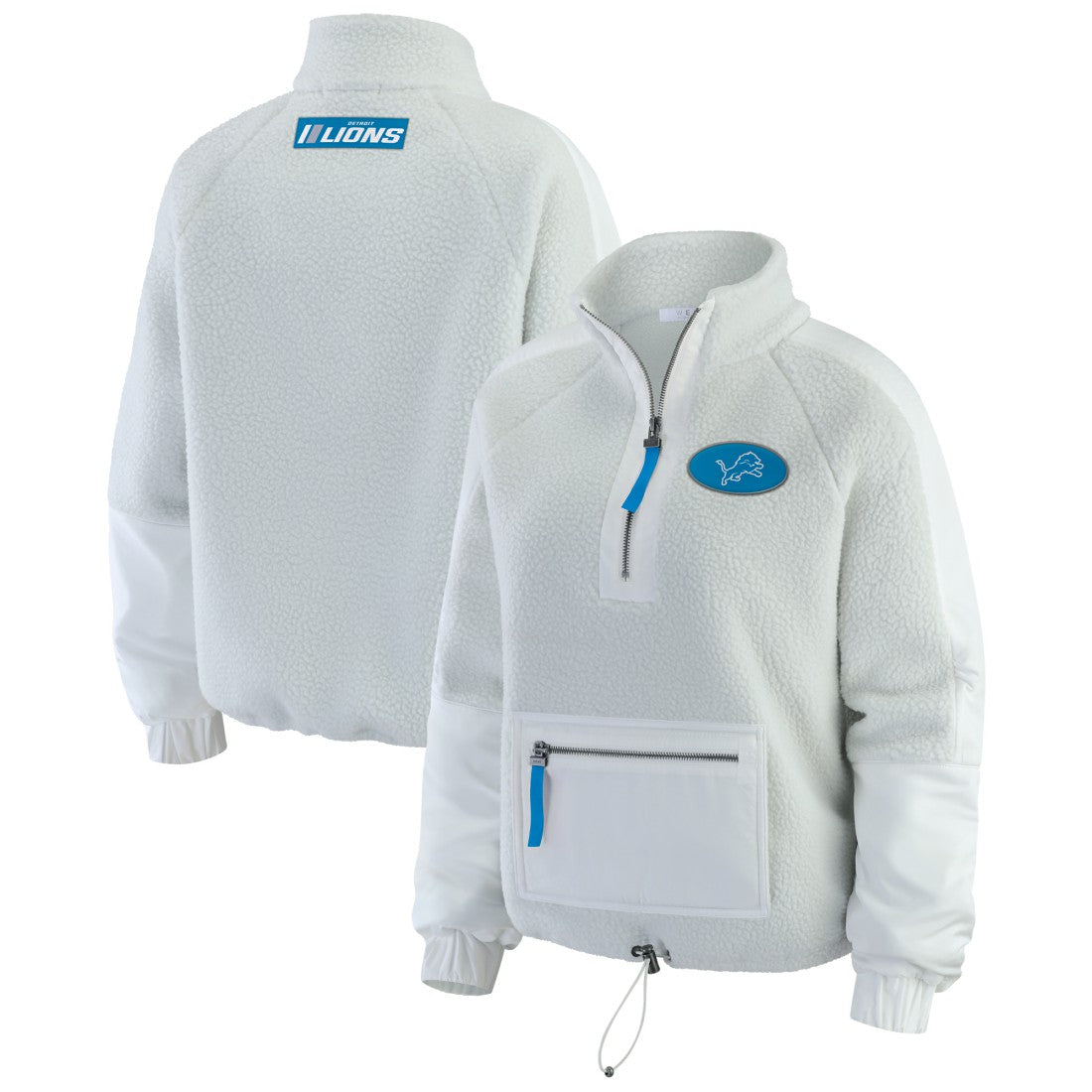 Detroit Lions WEAR by Erin Andrews Women's Polar Fleece Half-Zip Jacket - White outlet