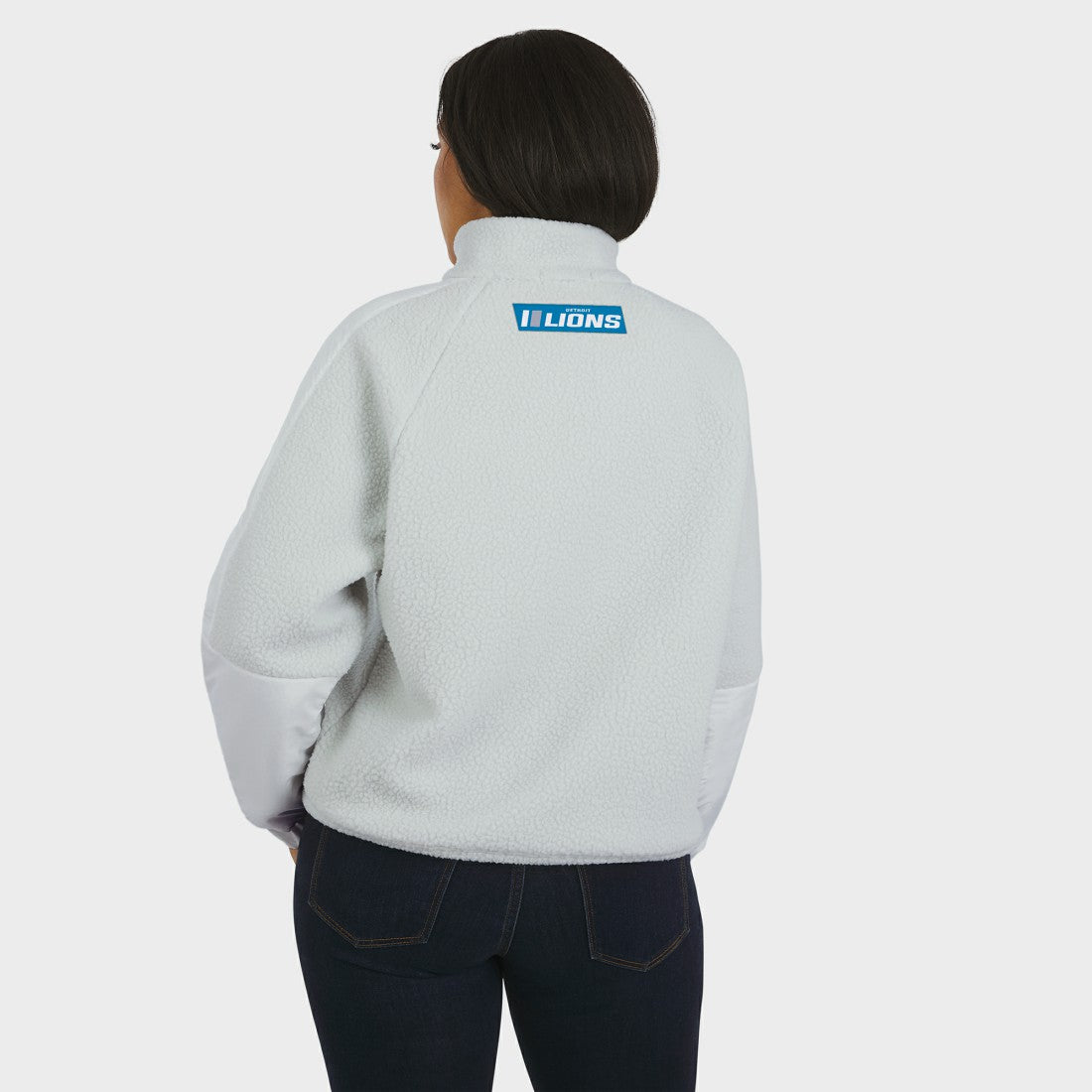 Detroit Lions WEAR by Erin Andrews Women's Polar Fleece Half-Zip Jacket - White outlet