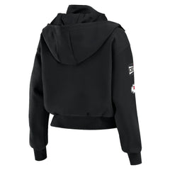 Kansas City Chiefs WEAR by Erin Andrews Women's Tri-Blend Patch Pocket Cropped Full-Zip Bomber Hoodie Jacket - Black online