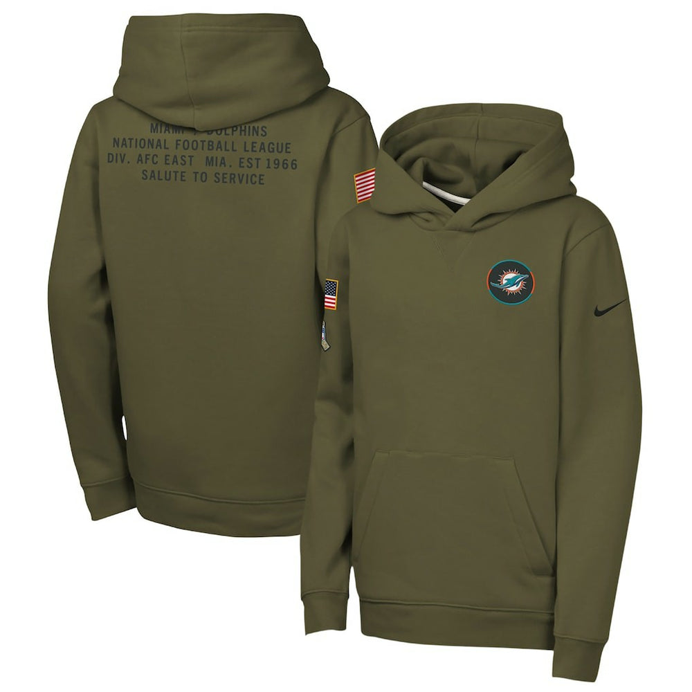Miami Dolphins Youth 2025 Salute to Service Club Fleece Hoodie - Olive | Nike outlet