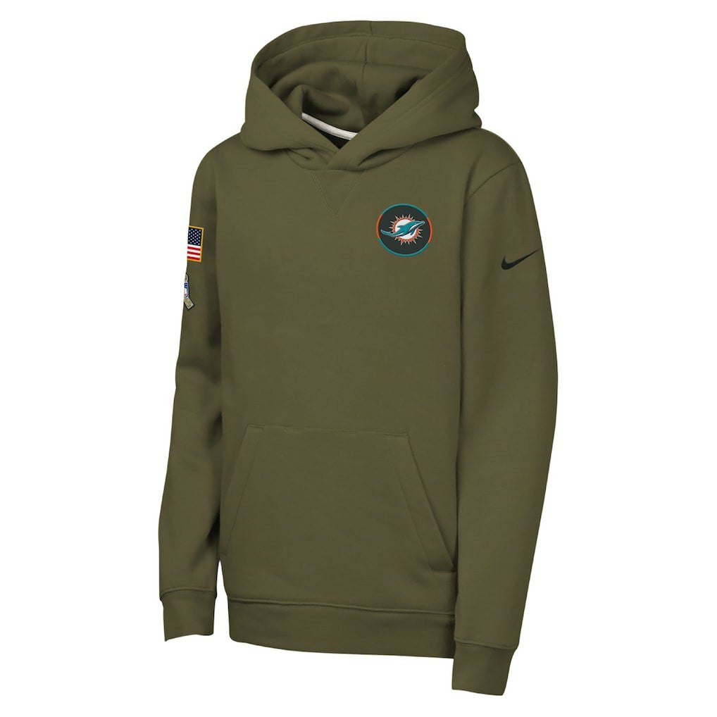 Miami Dolphins Youth 2025 Salute to Service Club Fleece Hoodie - Olive | Nike outlet