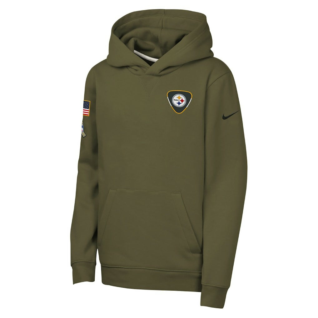 Pittsburgh Steelers Youth 2025 Salute to Service Club Fleece Hoodie - Olive | Nike cheap