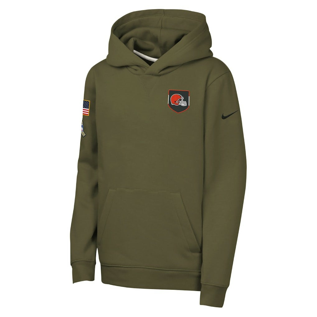 Cleveland Browns Youth 2025 Salute to Service Club Fleece Hoodie - Olive | Nike discount