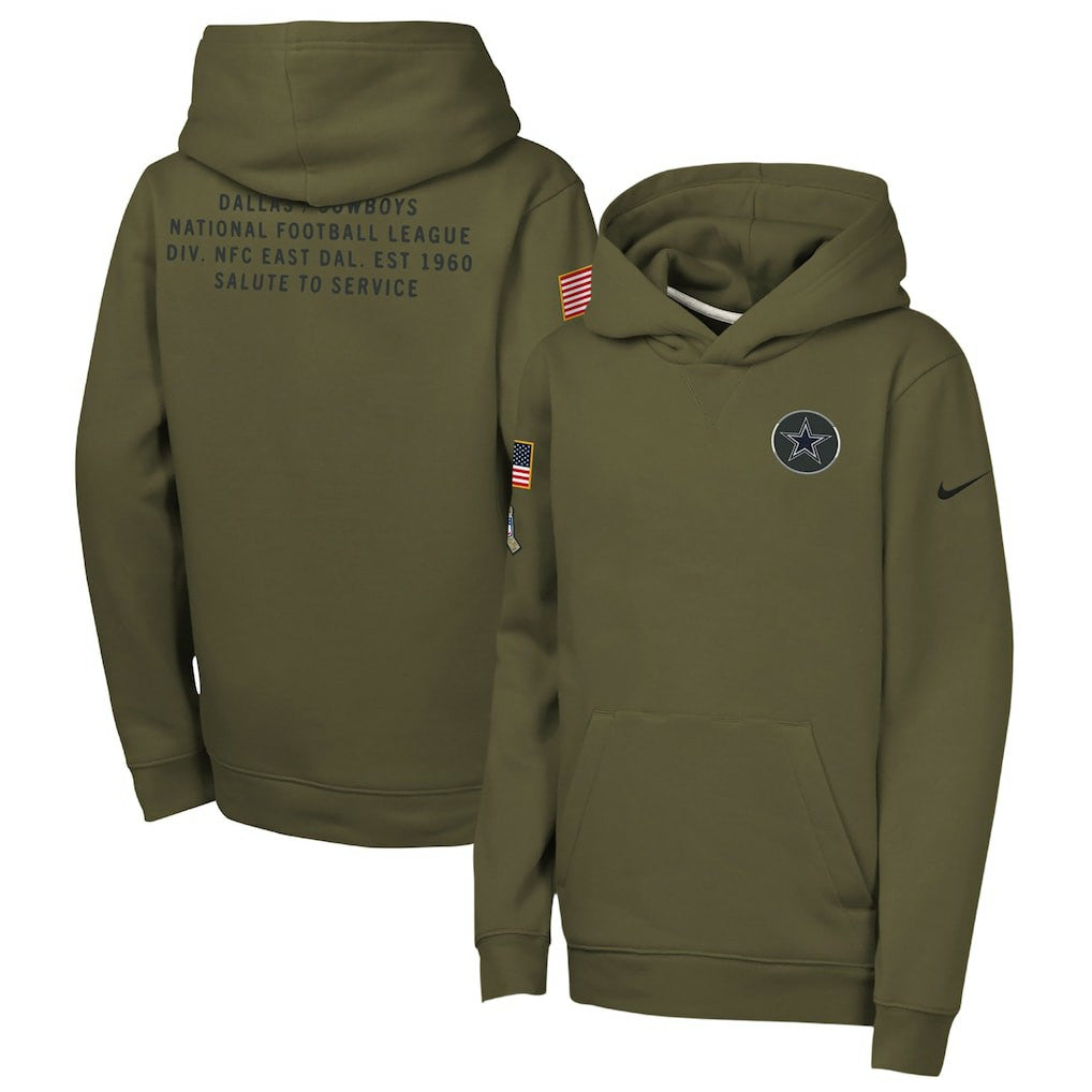 Dallas Cowboys Youth 2025 Salute to Service Club Fleece Hoodie - Olive | Nike outlet