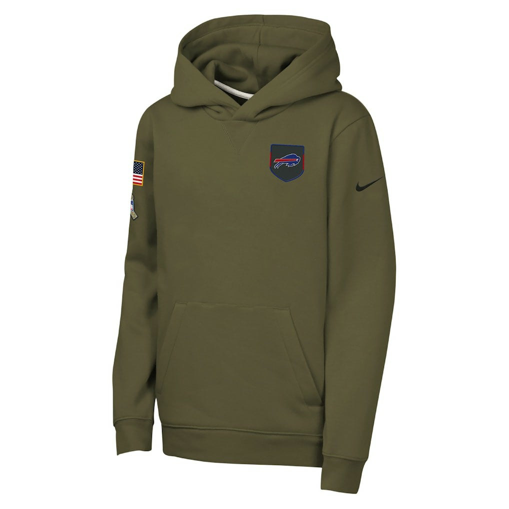 Buffalo Bills Youth 2025 Salute to Service Club Fleece Hoodie - Olive | Nike discount