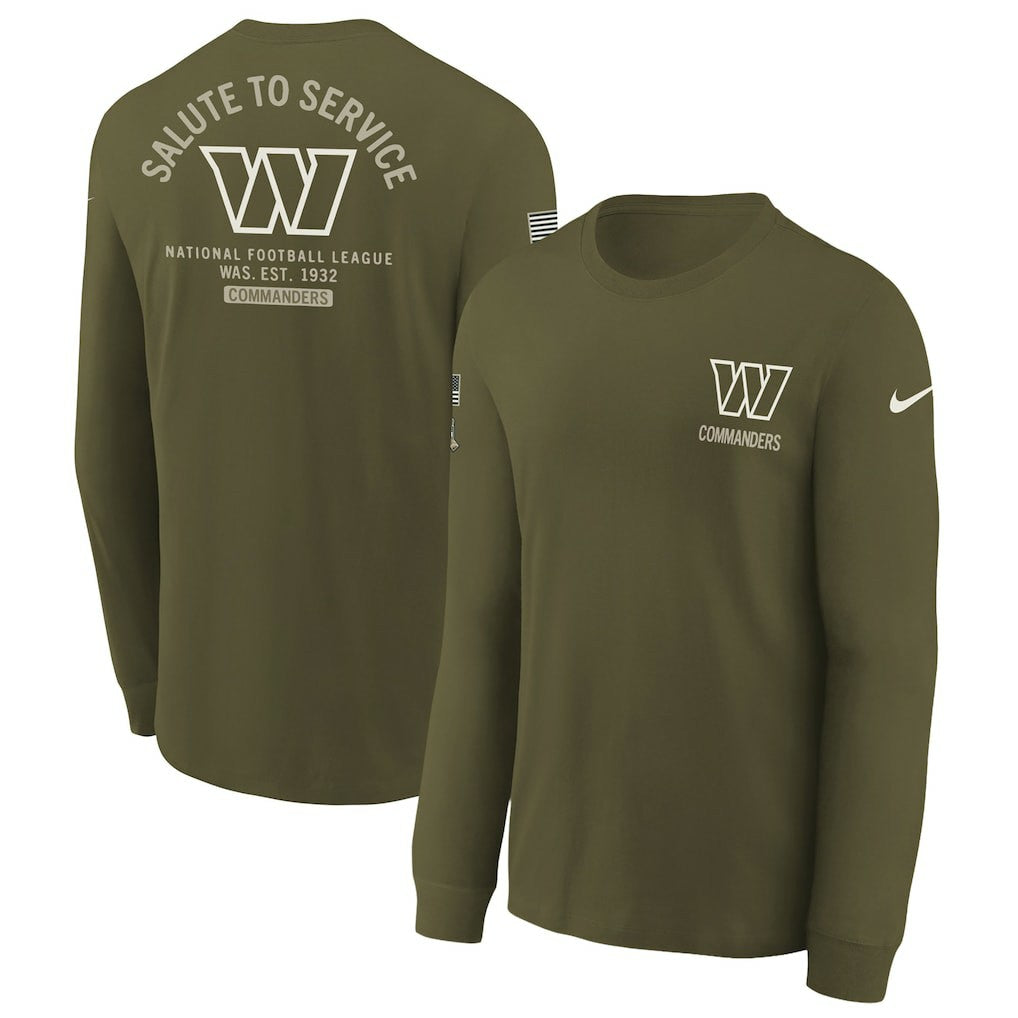 Washington Commanders Youth 2025 Salute to Service Sideline Long Sleeve T-Shirt - Olive | Nike outlet