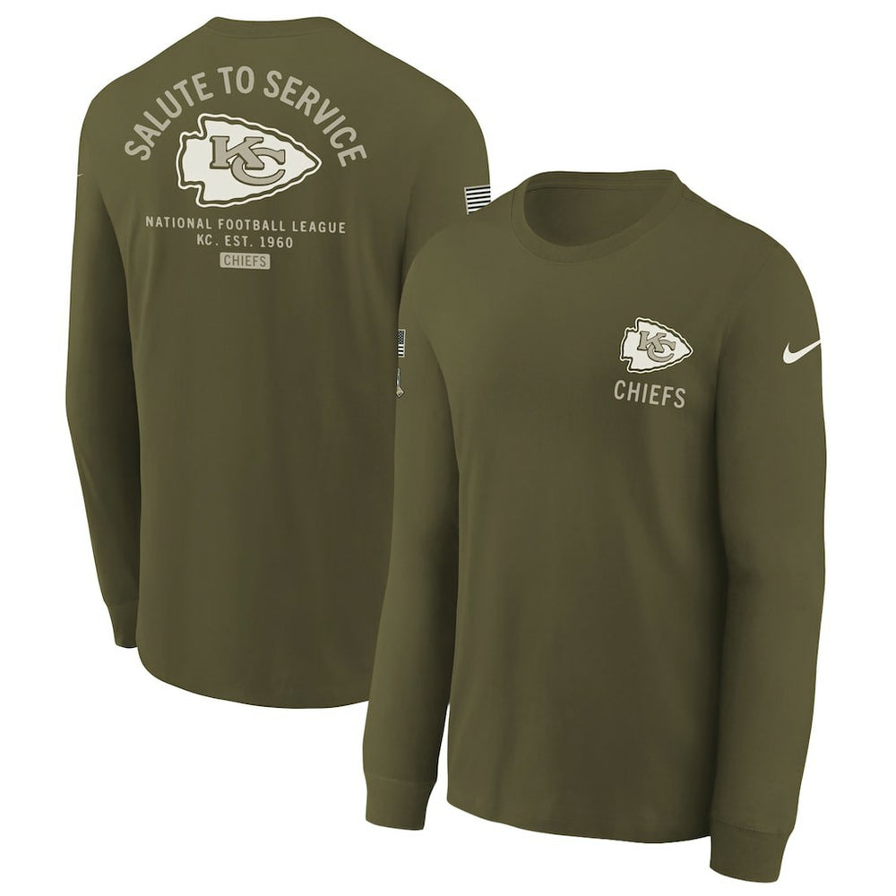 Kansas City Chiefs Youth 2025 Salute to Service Sideline Long Sleeve T-Shirt - Olive | Nike sale