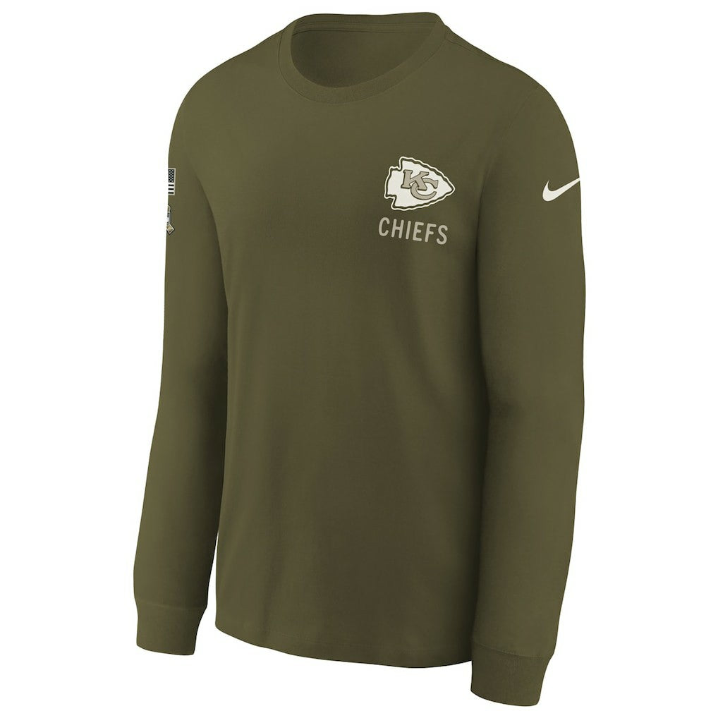 Kansas City Chiefs Youth 2025 Salute to Service Sideline Long Sleeve T-Shirt - Olive | Nike sale