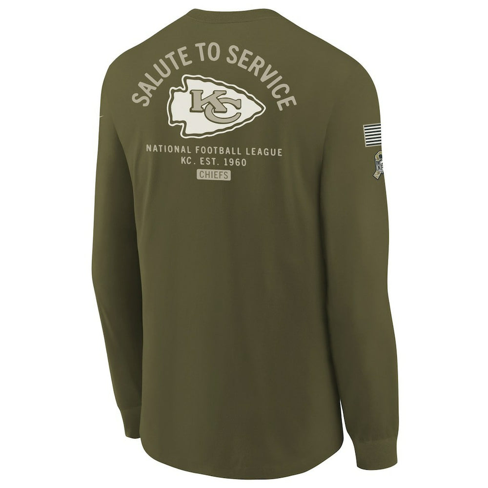 Kansas City Chiefs Youth 2025 Salute to Service Sideline Long Sleeve T-Shirt - Olive | Nike sale