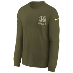 Cincinnati Bengals Youth 2025 Salute to Service Sideline Long Sleeve T-Shirt - Olive | Nike outlet