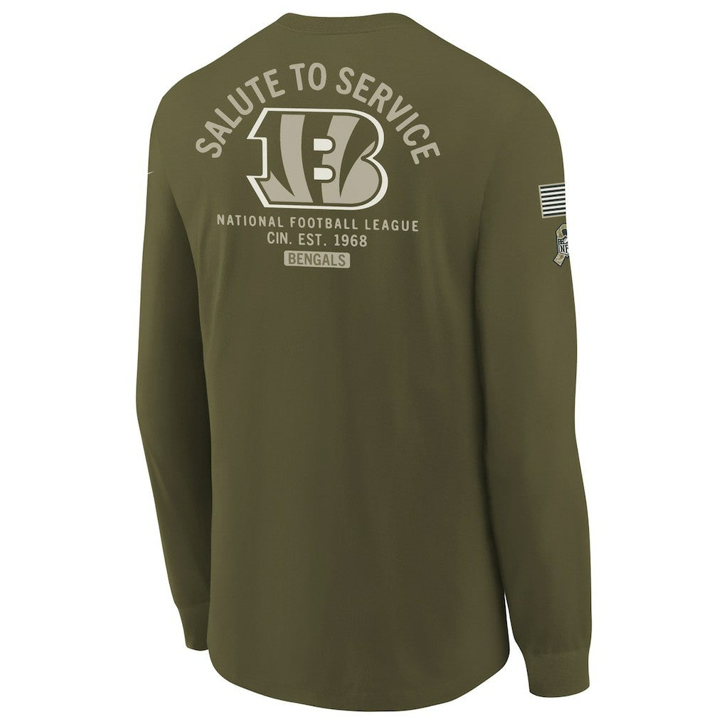 Cincinnati Bengals Youth 2025 Salute to Service Sideline Long Sleeve T-Shirt - Olive | Nike outlet