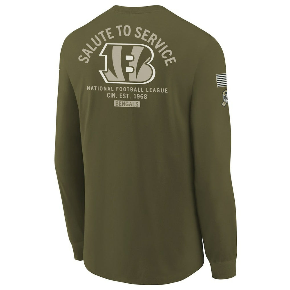 Cincinnati Bengals Youth 2025 Salute to Service Sideline Long Sleeve T-Shirt - Olive | Nike outlet