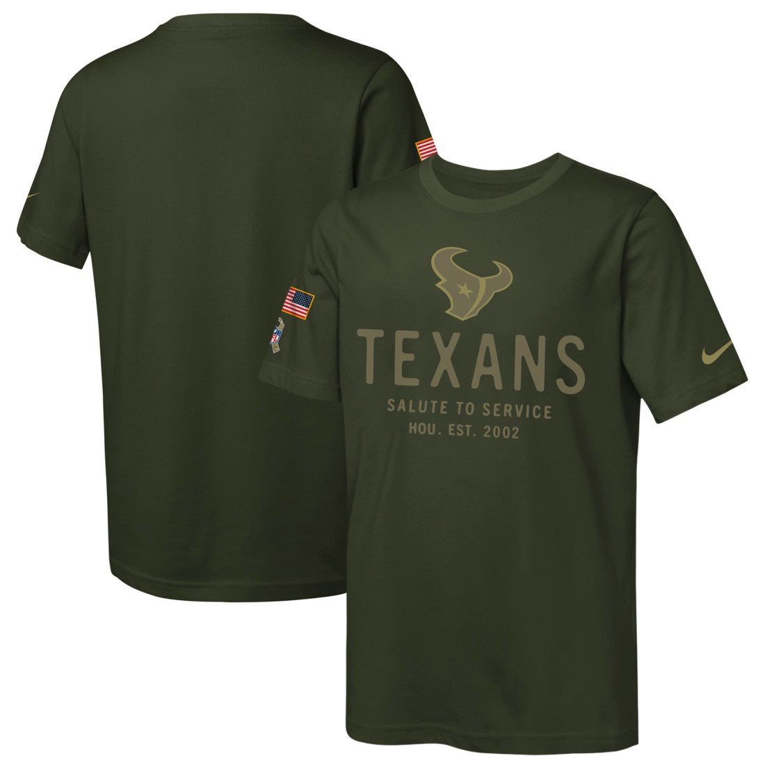 Houston Texans Youth 2025 Salute to Service Sideline Dri-FIT T-Shirt - Olive | Nike on sale