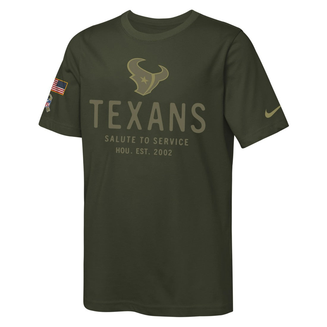 Houston Texans Youth 2025 Salute to Service Sideline Dri-FIT T-Shirt - Olive | Nike on sale