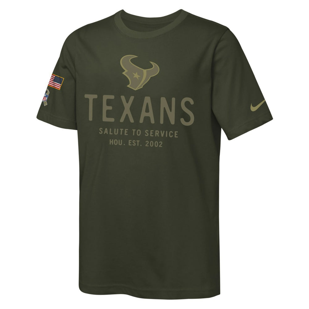 Houston Texans Youth 2025 Salute to Service Sideline Dri-FIT T-Shirt - Olive | Nike on sale