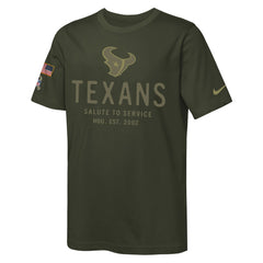 Houston Texans Youth 2025 Salute to Service Sideline Dri-FIT T-Shirt - Olive | Nike on sale