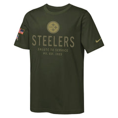 Pittsburgh Steelers Youth 2025 Salute to Service Sideline Dri-FIT T-Shirt - Olive | Nike cheap
