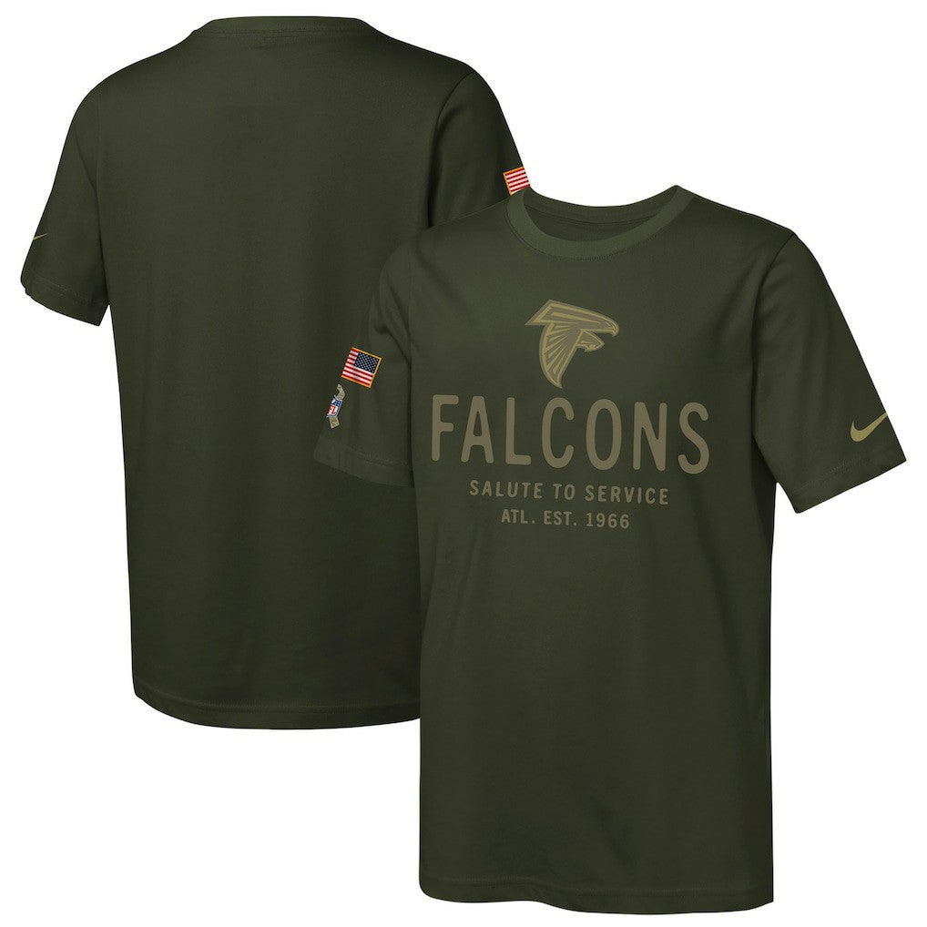Atlanta Falcons Youth 2025 Salute to Service Sideline Dri-FIT T-Shirt - Olive | Nike for sale