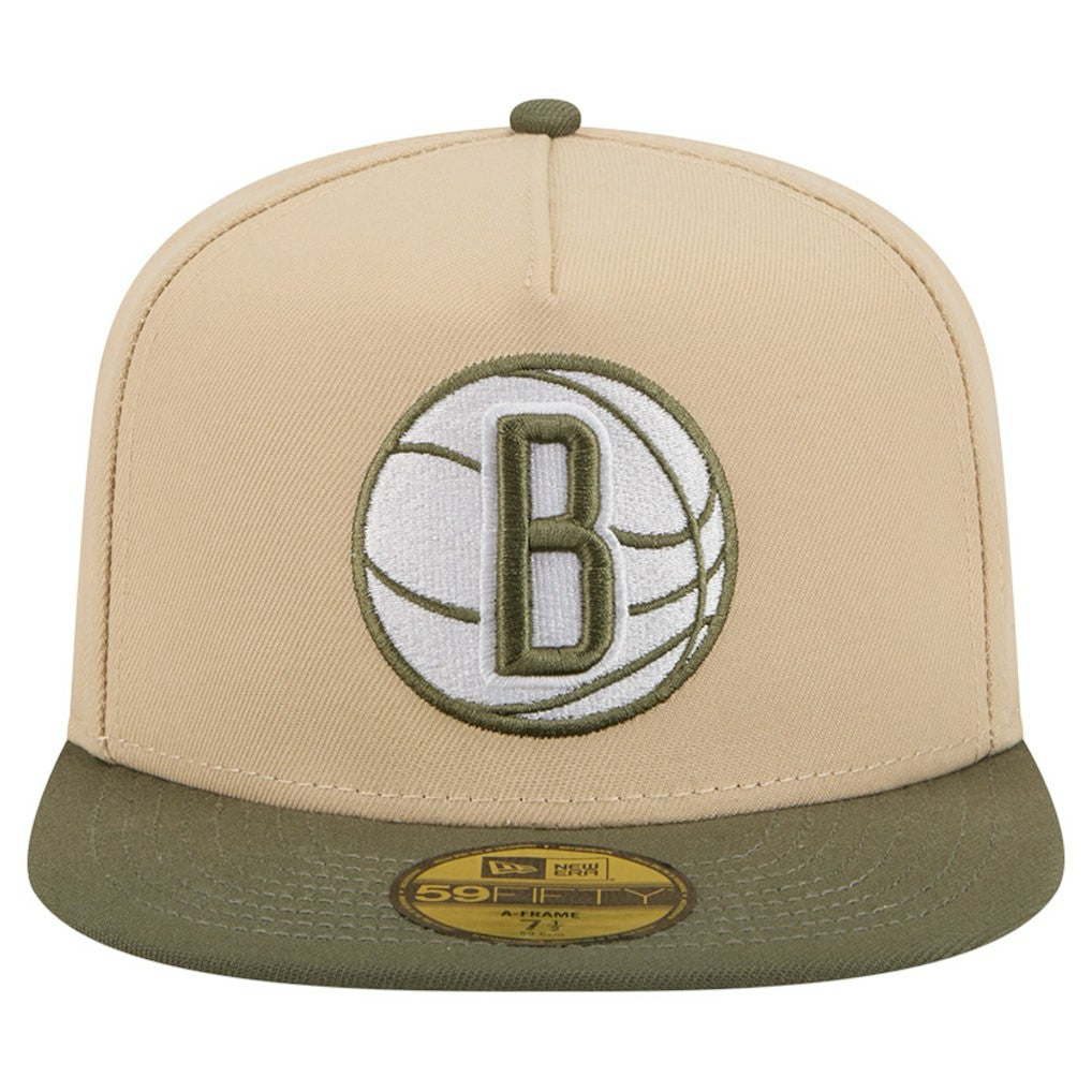 Brooklyn Nets Color Pack Two-Tone 59FIFTY A-Frame Fitted Hat - Tan | New Era online