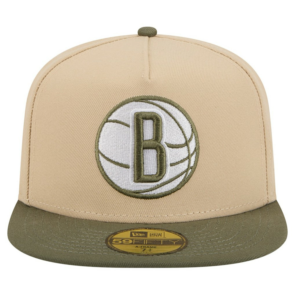 Brooklyn Nets Color Pack Two-Tone 59FIFTY A-Frame Fitted Hat - Tan | New Era online