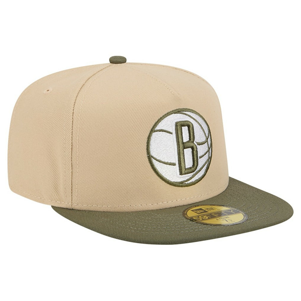 Brooklyn Nets Color Pack Two-Tone 59FIFTY A-Frame Fitted Hat - Tan | New Era online