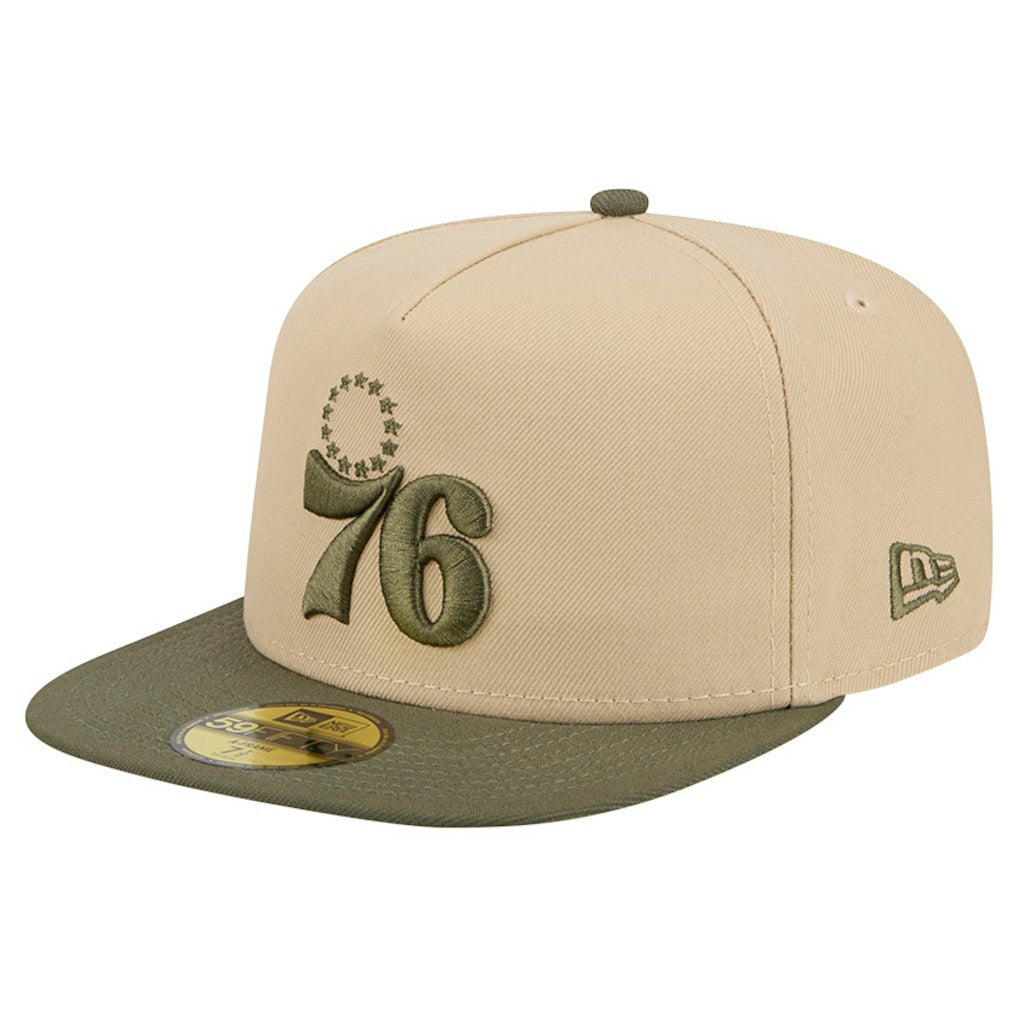 Philadelphia 76ers Color Pack Two-Tone 59FIFTY A-Frame Fitted Hat - Tan | New Era online
