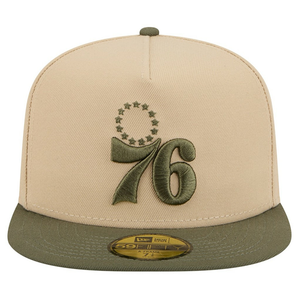 Philadelphia 76ers Color Pack Two-Tone 59FIFTY A-Frame Fitted Hat - Tan | New Era online