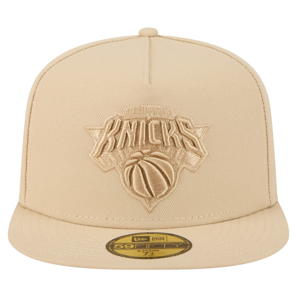 New York Knicks Color Pack A-Frame 59FIFTY Fitted Hat - Khaki | New Era discount