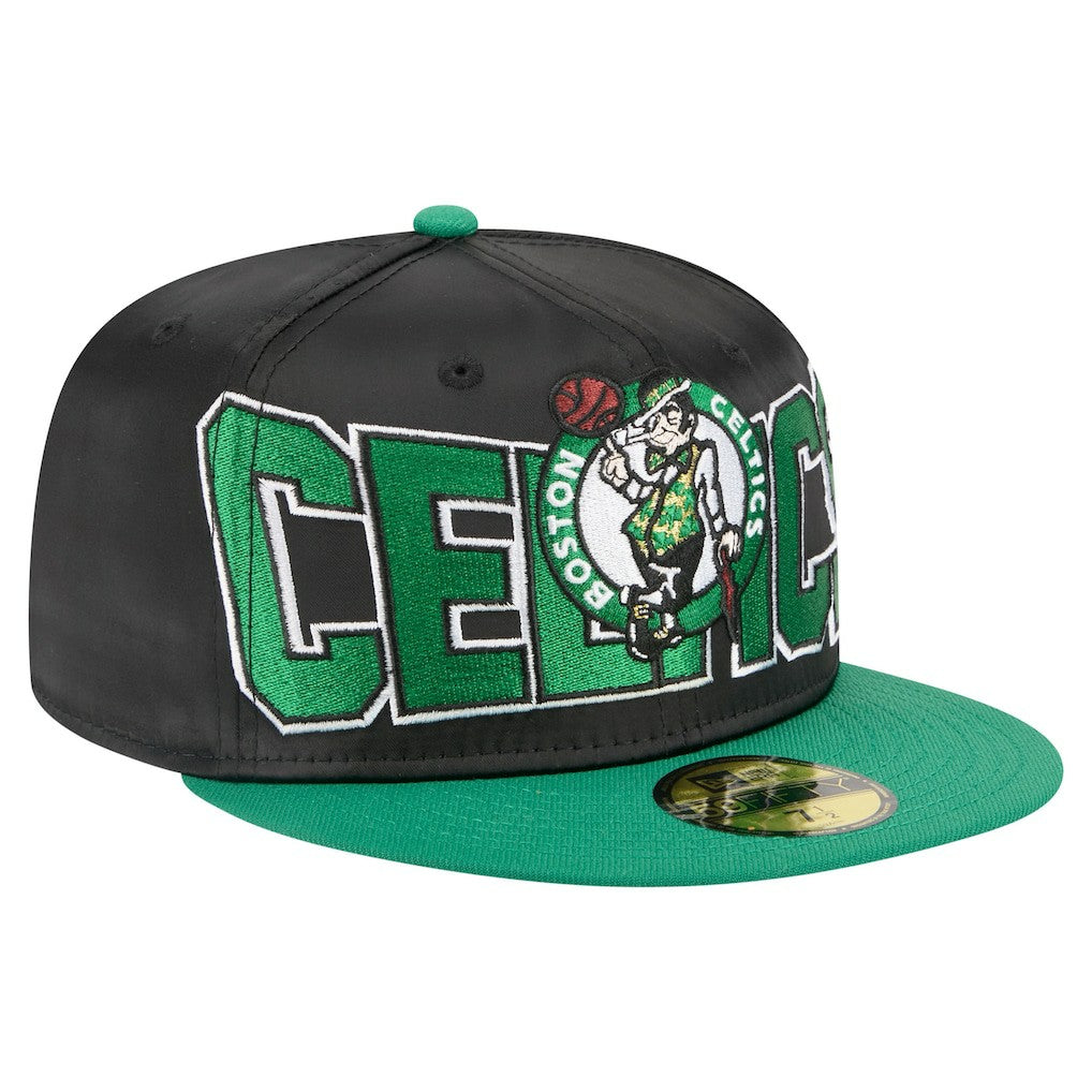 Boston Celtics Satin Two-Tone 59FIFTY Fitted Hat - Black/Kelly Green | New Era shop