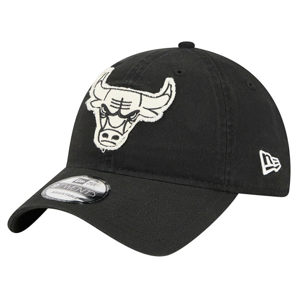Chicago Bulls Stamp Fabric Applique 9TWENTY Adjustable Hat - Black | New Era sale