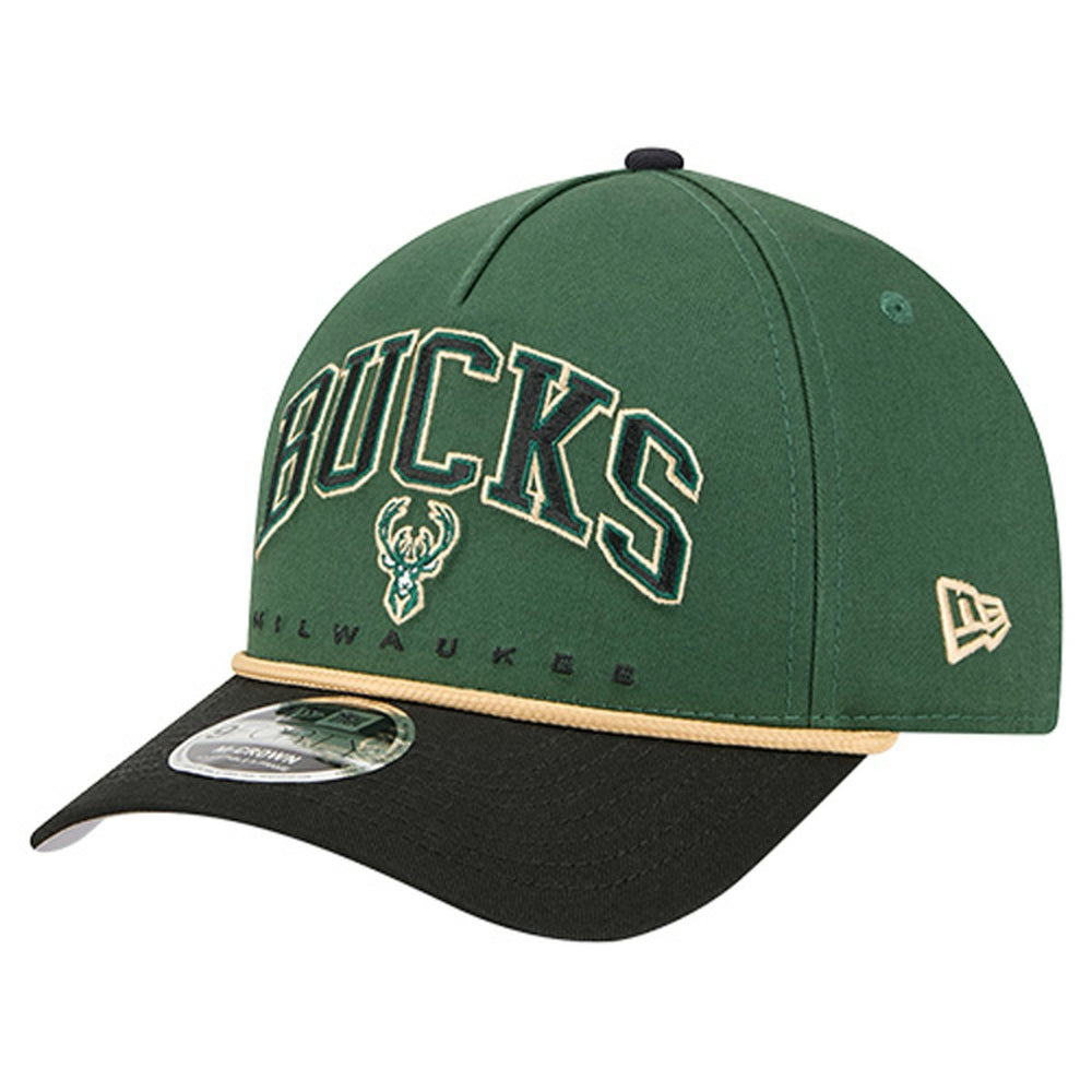 Milwaukee Bucks Bold Arch COOLERA 9FORTY A-Frame M-Crown Adjustable Hat - Hunter Green | New Era shop