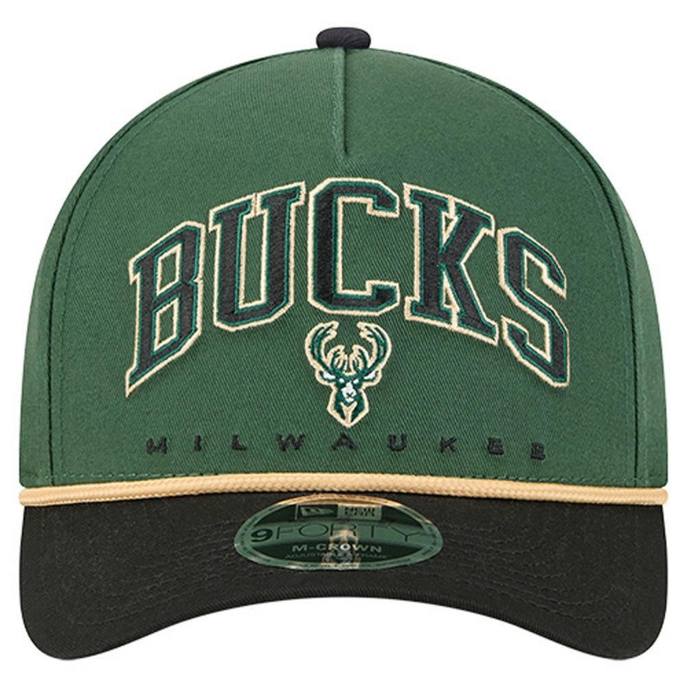 Milwaukee Bucks Bold Arch COOLERA 9FORTY A-Frame M-Crown Adjustable Hat - Hunter Green | New Era shop