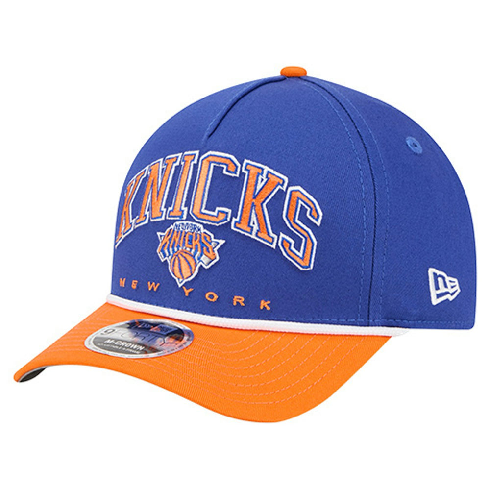 New York Knicks Bold Arch COOLERA 9FORTY A-Frame M-Crown Adjustable Hat - Blue | New Era for sale