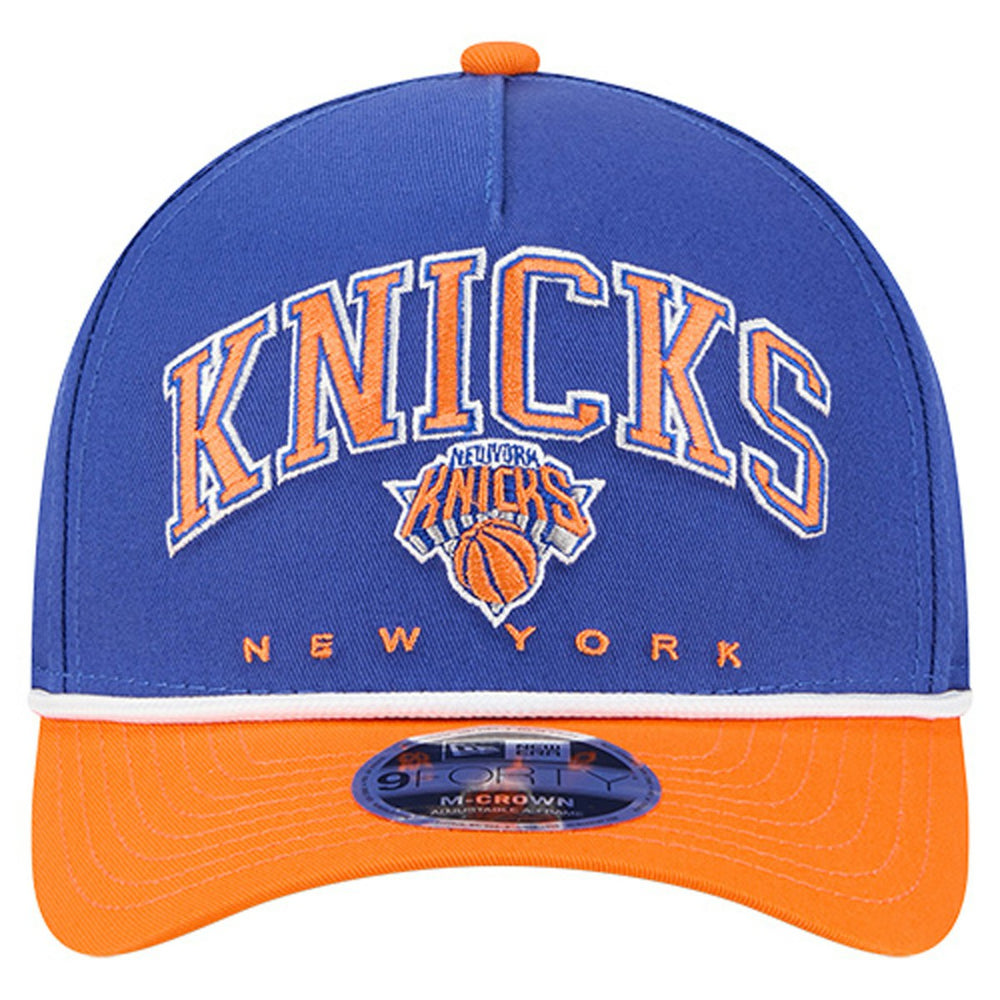 New York Knicks Bold Arch COOLERA 9FORTY A-Frame M-Crown Adjustable Hat - Blue | New Era for sale