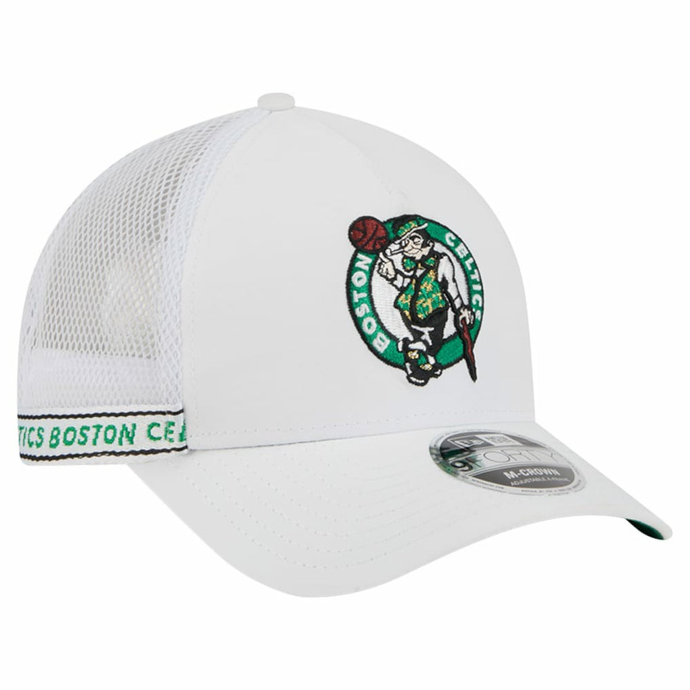 Boston Celtics Featherweight Team Tape 9FORTY M-Crown A-Frame Adjustable Hat - White | New Era on sale