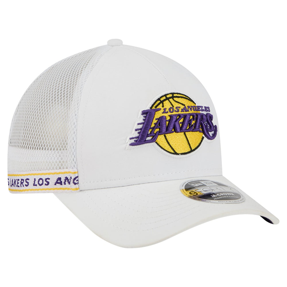 Los Angeles Lakers Featherweight Team Tape 9FORTY M-Crown A-Frame Adjustable Hat - White | New Era cheap