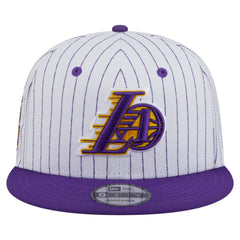 Los Angeles Lakers Deceptor Pinstripe 9FIFTY Snapback Hat - White | New Era online