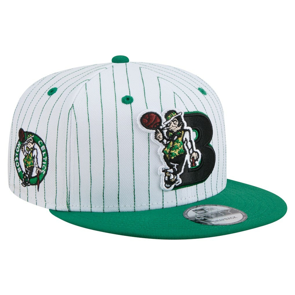 Boston Celtics Deceptor Pinstripe 9FIFTY Snapback Hat - White | New Era cheap