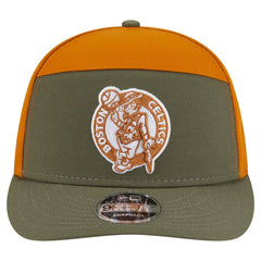 Boston Celtics Two-Tone Color Pack Split Panel 9FIFTY Adjustable Hat - Olive/Burnt Orange | New Era on sale