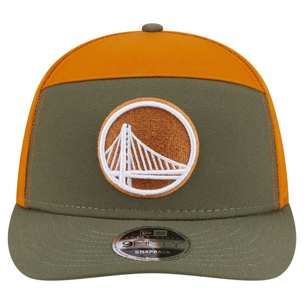 Golden State Warriors Two-Tone Color Pack Split Panel 9FIFTY Adjustable Hat sale - Olive/Burnt Orange | New Era cheap