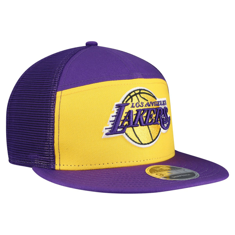 Los Angeles Lakers Outdoor Split Panel 9FIFTY Snapback Hat - Gold/Purple | New Era for sale