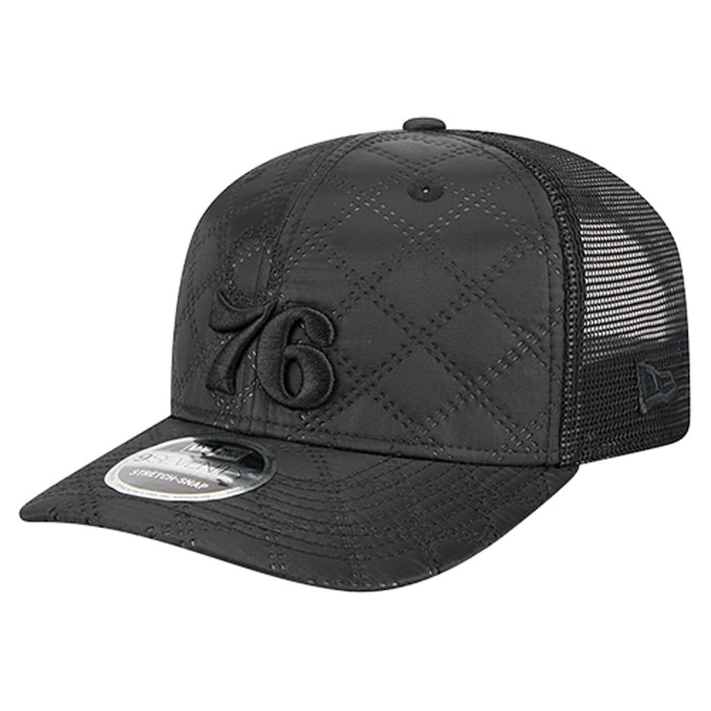 Philadelphia 76ers Quilted 9SEVENTY Trucker Adjustable Hat - Black | New Era outlet