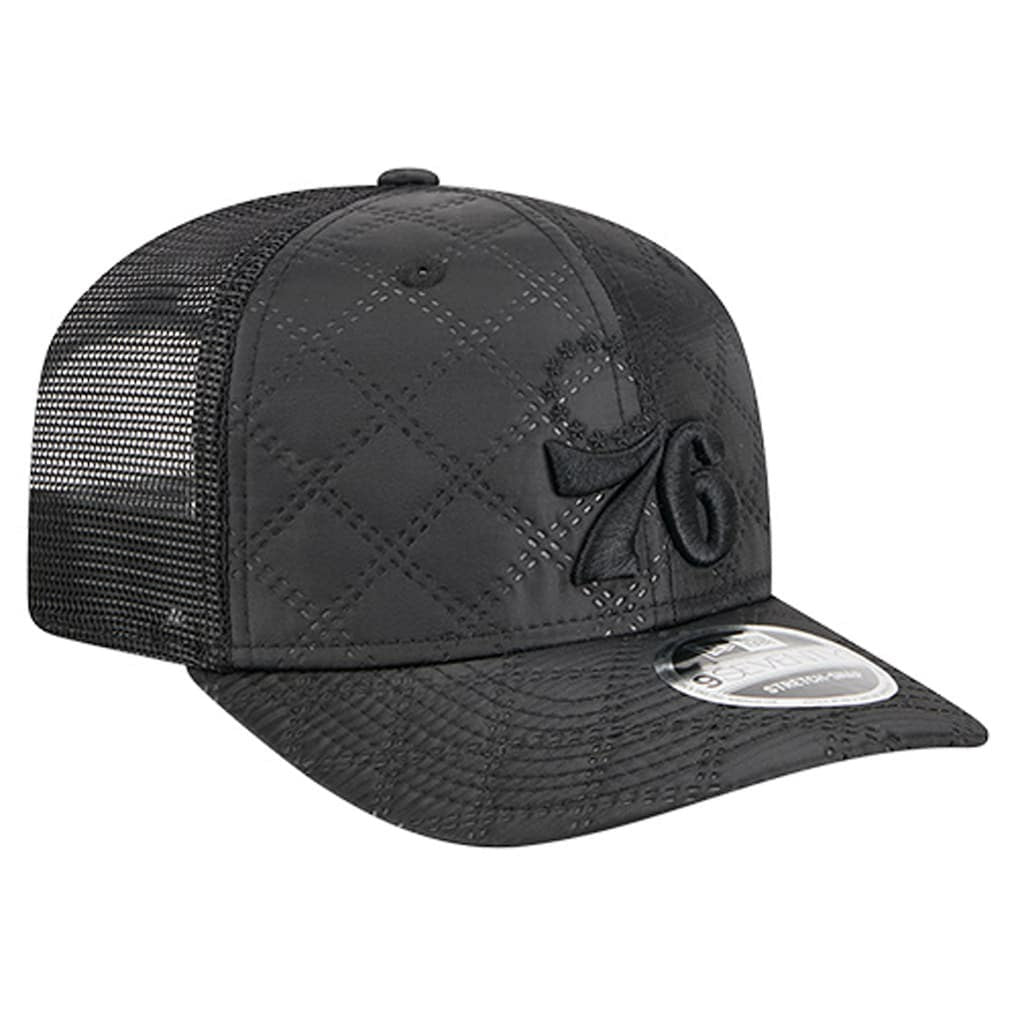 Philadelphia 76ers Quilted 9SEVENTY Trucker Adjustable Hat - Black | New Era outlet