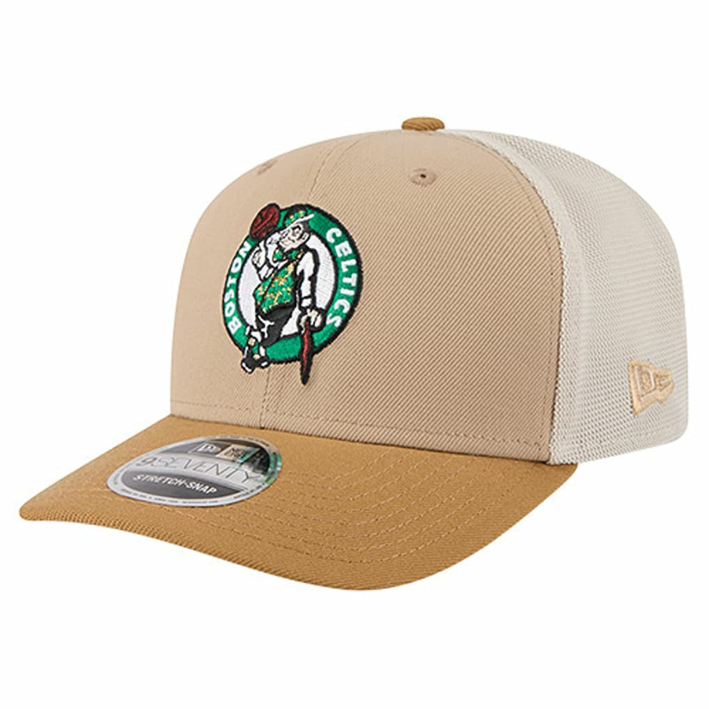 Boston Celtics Two-Tone 9SEVENTY Adjustable Trucker Hat - Tan/Light Brown | New Era online