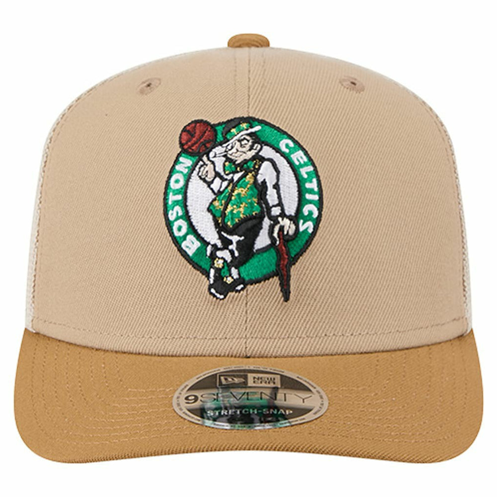 Boston Celtics Two-Tone 9SEVENTY Adjustable Trucker Hat - Tan/Light Brown | New Era online