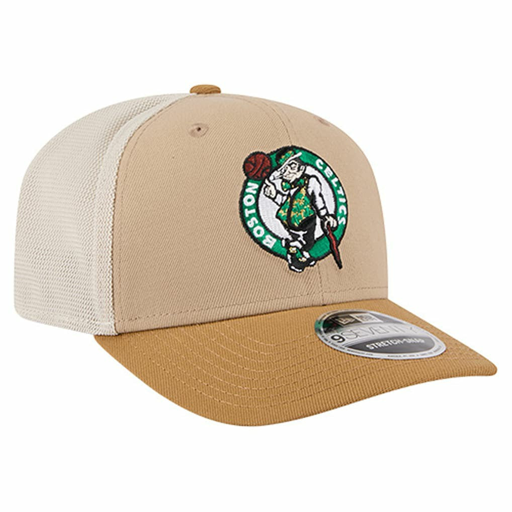 Boston Celtics Two-Tone 9SEVENTY Adjustable Trucker Hat - Tan/Light Brown | New Era online
