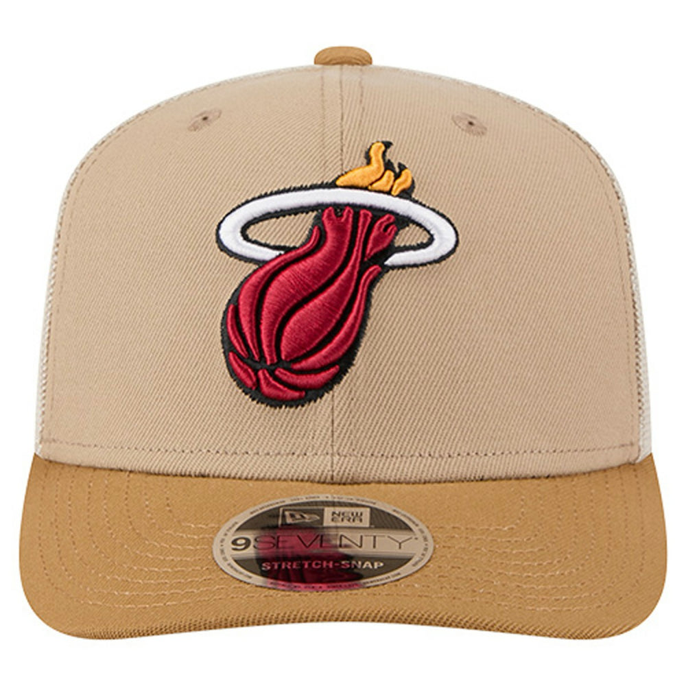 Miami Heat Two-Tone 9SEVENTY Adjustable Trucker Hat - Tan/Light Brown | New Era discount