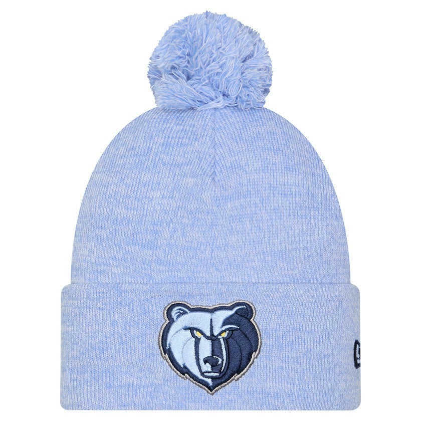 Memphis Grizzlies Marled Cuffed Knit Hat with Pom - Light Blue | New Era discount